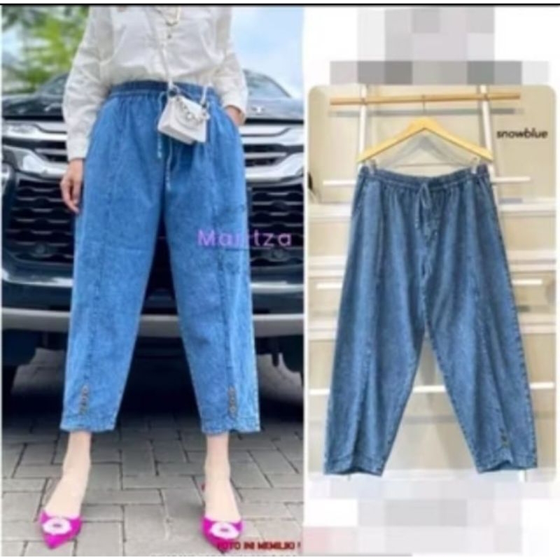 COISY BAGGY JEANS_HARUKA PANTS WANITA MODEL 7/9_BOYFRIEND WANITA PINGGANG FULL KARET MUAT SAMPAI BB6