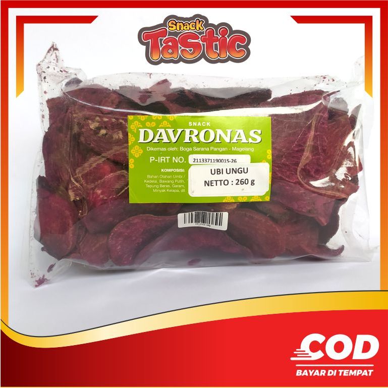 

KERIPIK UBI UNGU 260GR DAVRONAS / camilan dan oleh-oleh khas Magelang, Jogja, Purworejo, Wonosobo