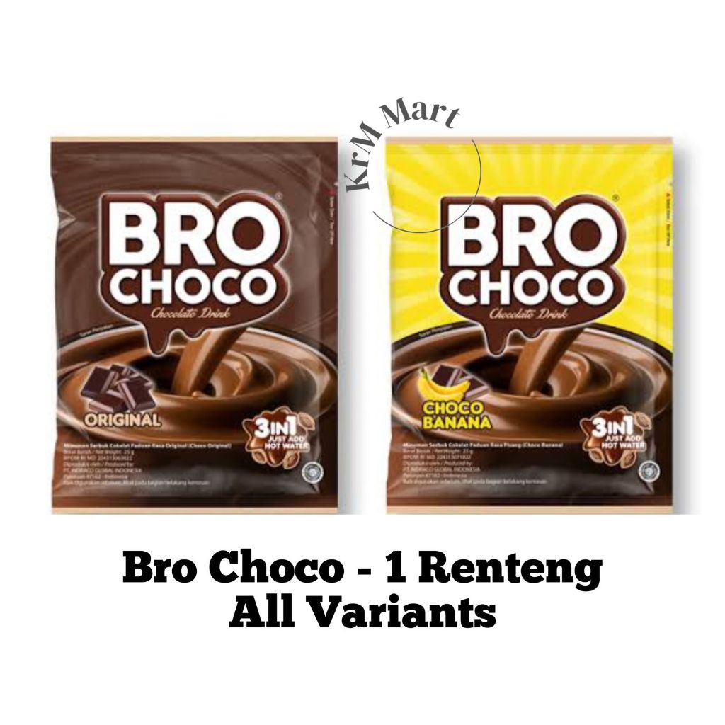 

BroChoco 1 renteng renceng All Varian minuman instan rasa original coklat choco banana pisang chocolate drink cokelat