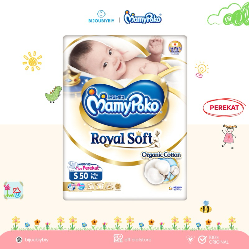 MamyPoko Royal Soft Organic Cotton S50 (Perekat)