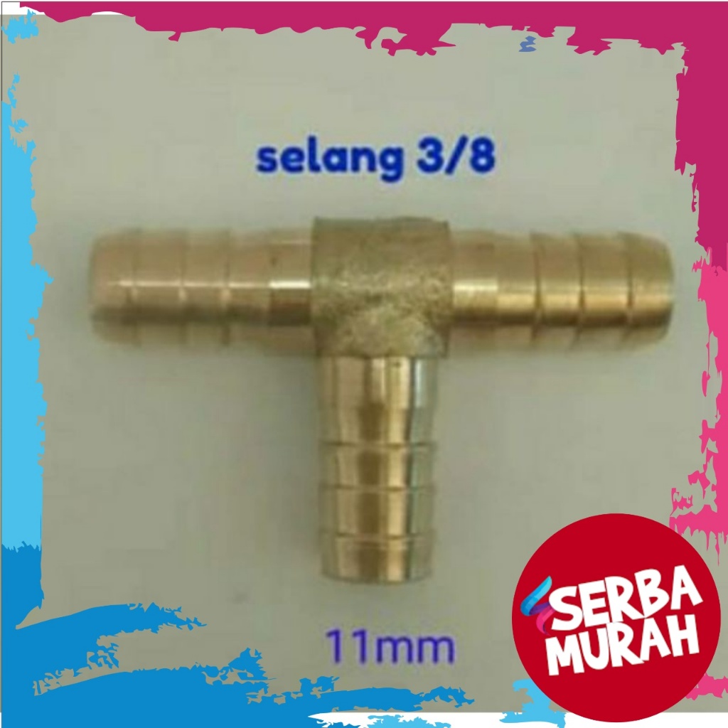 Y T Lurus Cabang Sembungan Selang Kompor Gas Pararel 3 Kuningan Nepel Konektor