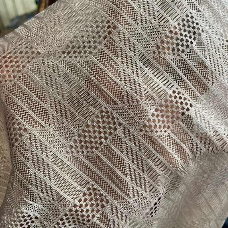 kain tulle brokat motif etnik premium - kain tille brokat motif - kain brokat motif cream bc