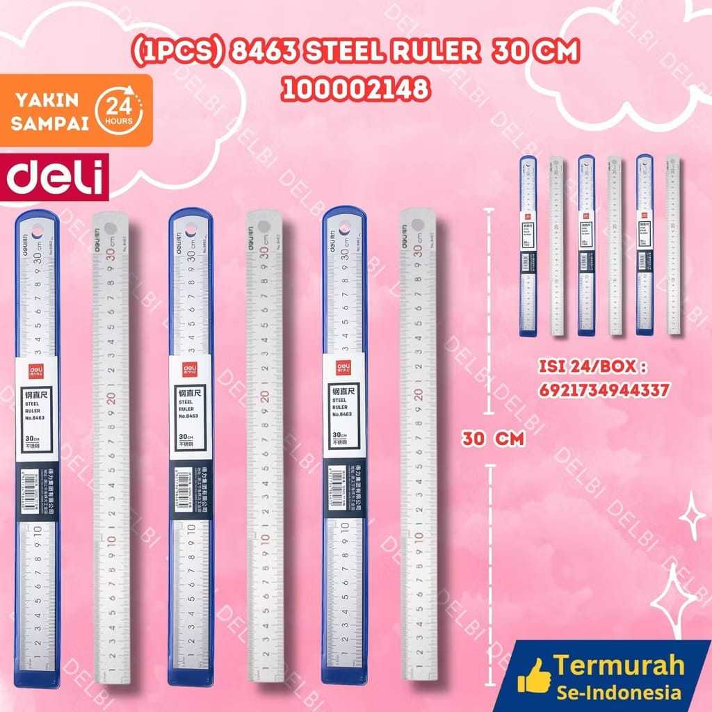 

Deli Penggaris baja berkualitas tinggi tahan gores 20cm 30cm 50cm 8462 8463 8464