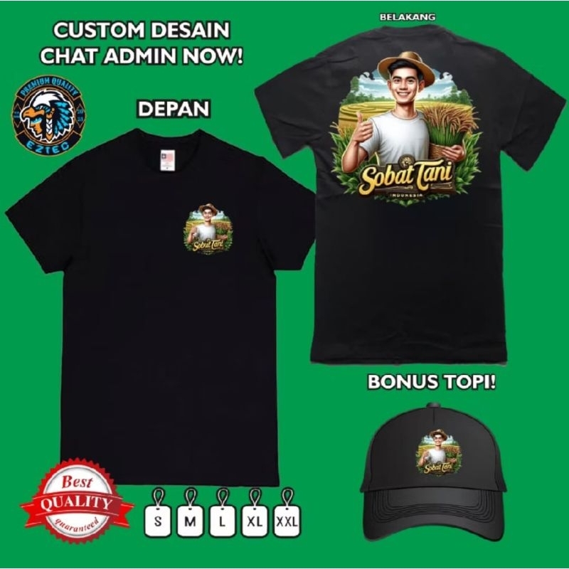 KAOS SOBAT TANI BONUS TOPI//KAOS PETANI PADI