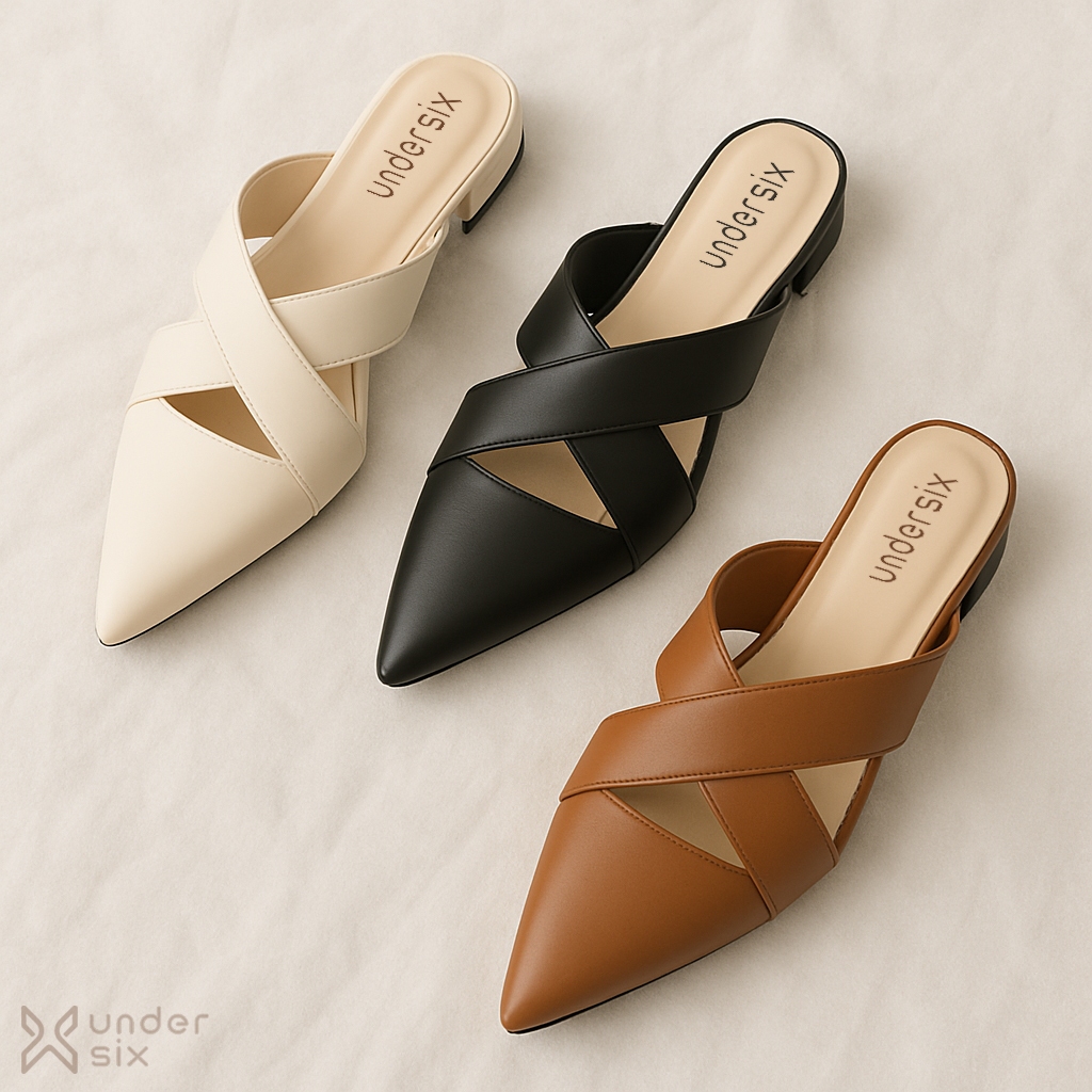 UNDERSIX Hana Series Sandal Wanita Mules Heels 3 cm