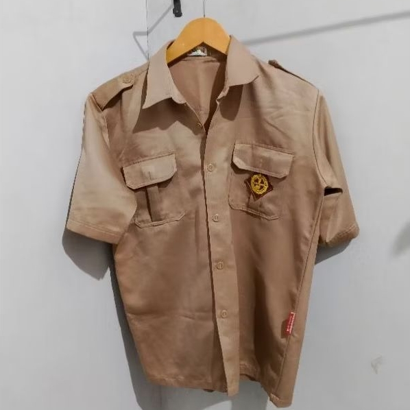 Baju Pramuka Pria SMP SMA Size XL Bahan Halus By Akoh Coklat Second Original Preloved