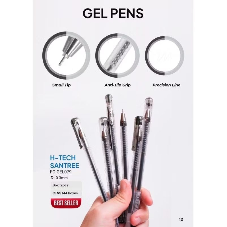 

PULPEN GEL HI-TECH SANTREE FLEXOFFICE/ 0.3MM/12 PCS