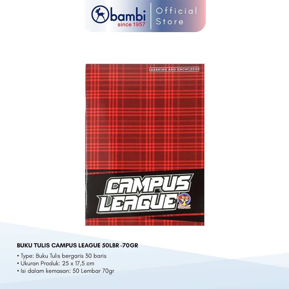 

Bambi x Suma Buku Tulis Campus League Isi 50 Lembar 70 Gram 1 PACK Original