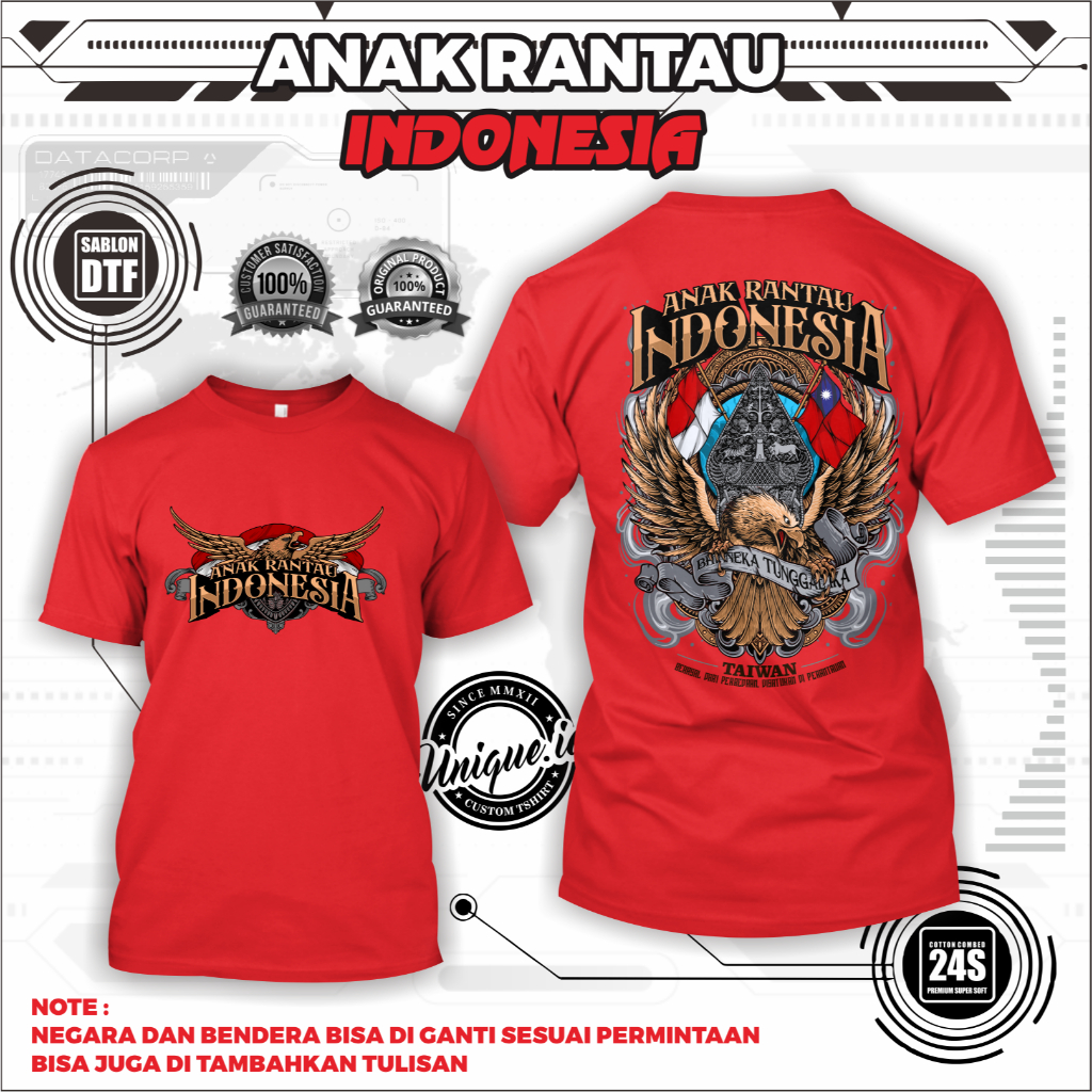 Kaos anak rantau indonesia, perantauan, taiwan, katun, distro, sabloin DTF