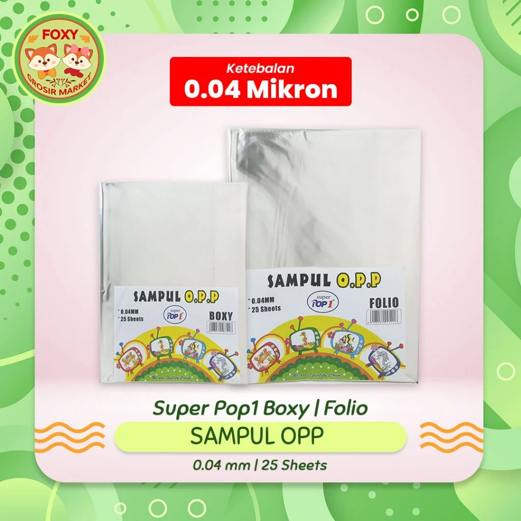 

(LIVE) POP1 Sampul OPP Boxy Folio 25 Lembar - Sampul Buku Plastik OPP 0.04 mm dengan Perekat