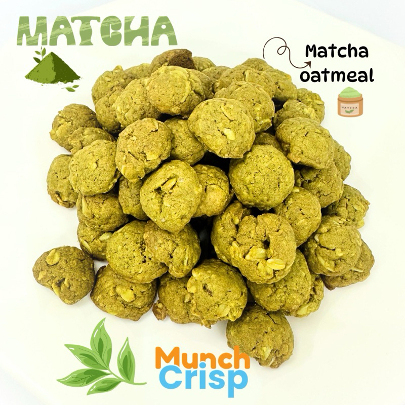 

MUNCHCRISP Matcha Oatmeal Cereal Cookies | Crunchy Mini Cookie for Breakfast Brunch Midnight Snack | Camilan Kukis Kue Kering