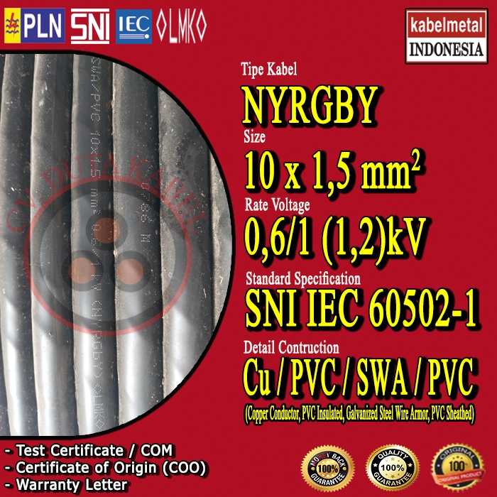 Kabel NYFGBY/NYRGBY 10x1.5 mm2 METAL /10 x 1,5 mm2/10x1.5mm2/10x1,5 mm2