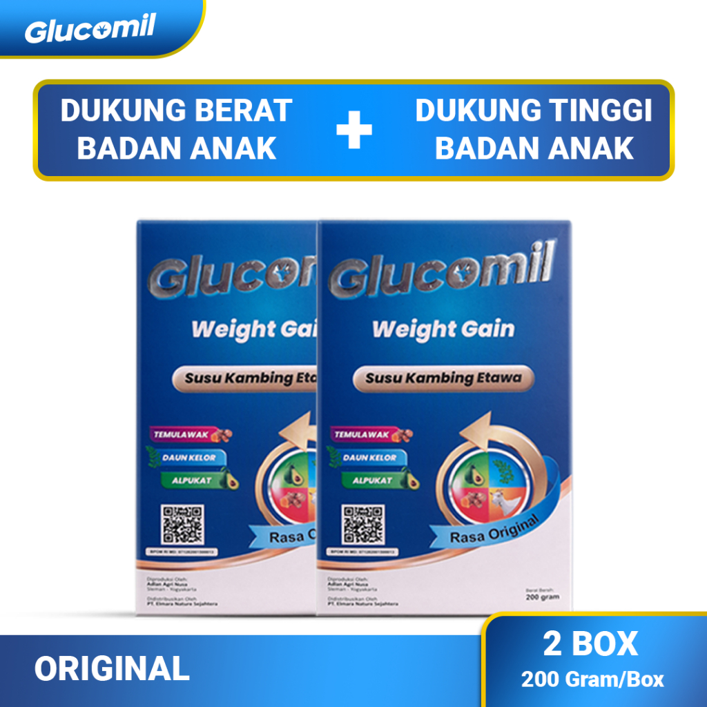 

Susu Pertumbuhan Anak - GLUCOMIL Paket 2 Box Susu Bubuk Etawa Plus Ekstrak Alpukat Temulawak Daun Kelor - Penambah Nafsu Makan Anak & Tinggi Badan Anak
