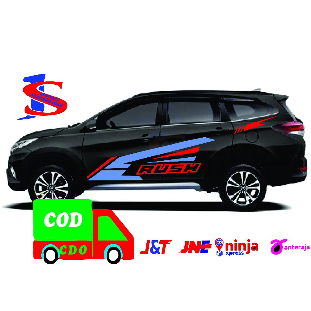 stiker list body samping mobil Rush