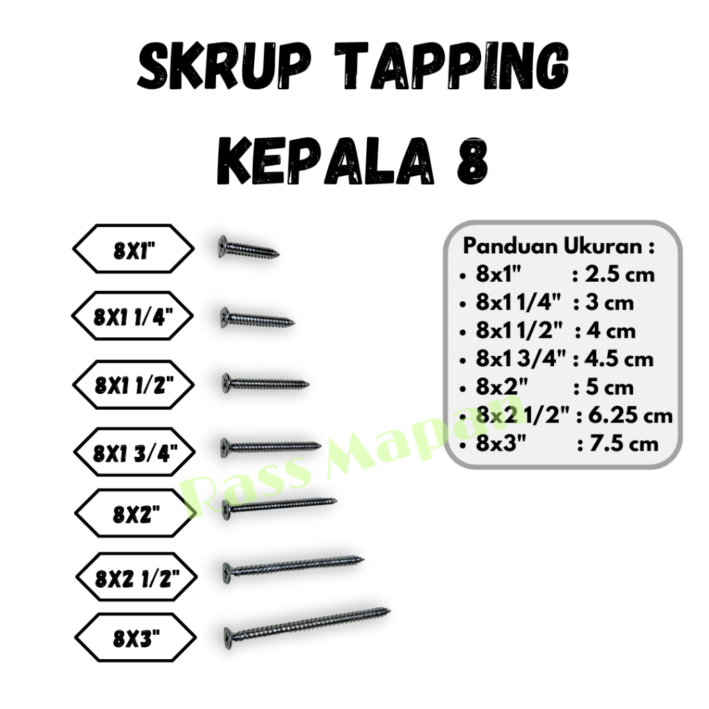 Skrup Sekrup Taping Baut Mur Screw Jf Kayu Mebel Olimpik 1 Bungkus Isi 100 Pc