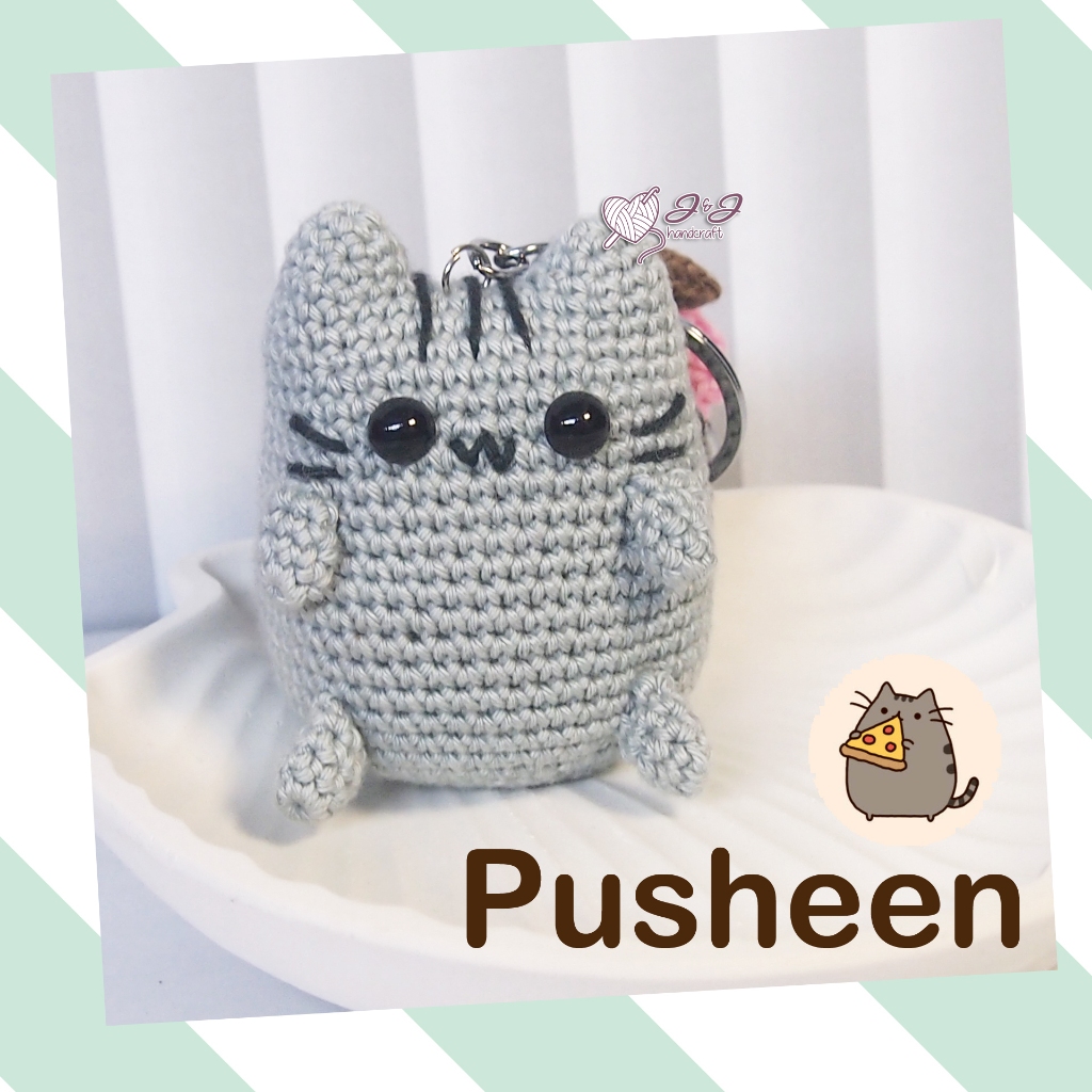 Tumblergrafik Charm Pusheen Cat Amigurumi Keychain Keyring Gantungan Tas Kunci Handmade Crochet Po
