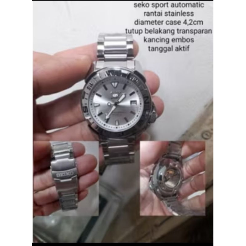 jam tangan pria seiko automatic sport seiko otomatis rantai stainless