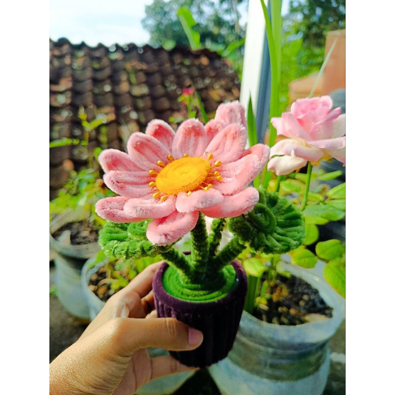 Bunga Kawat Bulu Pipe Cleaner/Kawat Bulu/Hiasan Kawat Bulu/Bunga Kawat Bulu