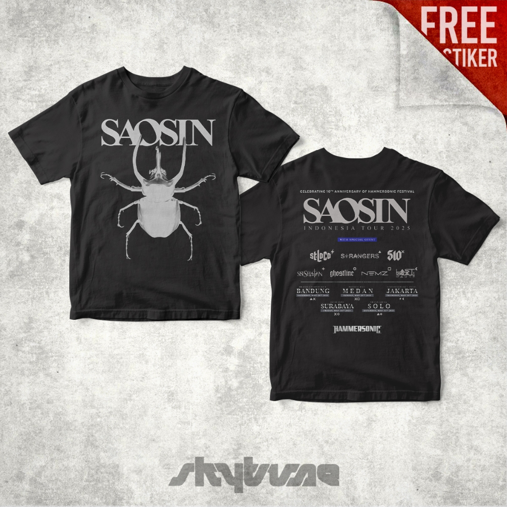 SKYTUNE T-shirt Kaos Saosin Hammersonic 2025 Indonesia Music Merch Reguler Size