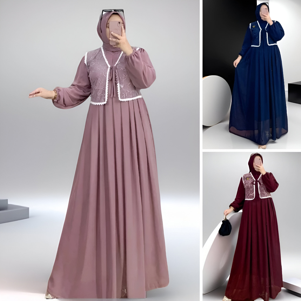 H02 GAMIS BROKAT MIX ROMPI UKURAN JUMBO SIZE XL-XXL | GAMIS BROKAT DEWASA TERBARU 2025