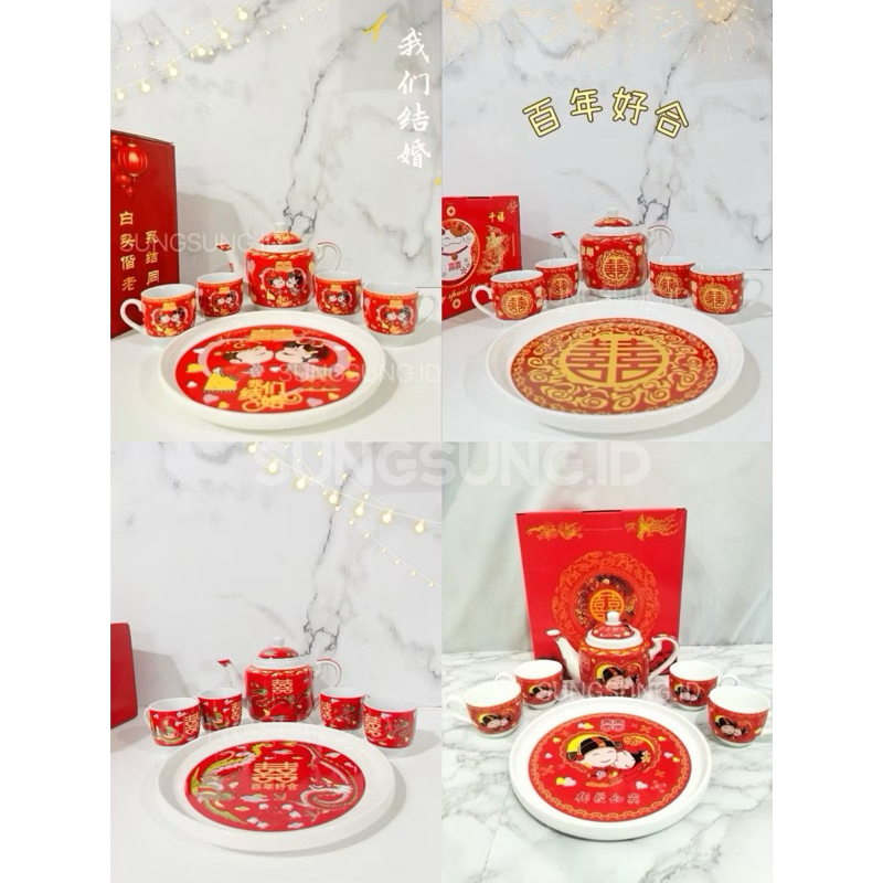 Tea Set Sangjit / Chinese Wedding Tea Set / Tepai Sangjit / Perlengkapan Sangjit