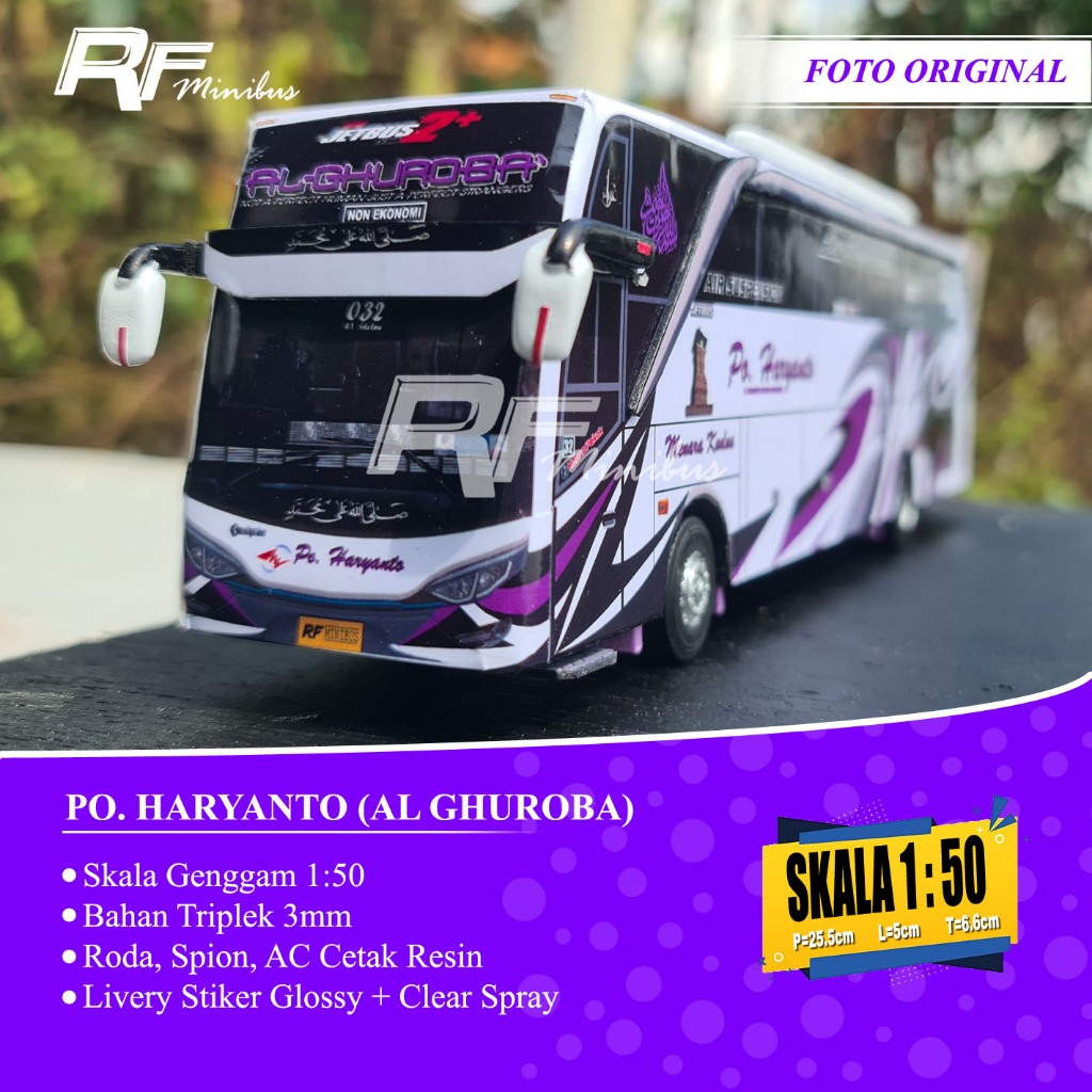 Miniatur Bus Po. Haryanto (Al Ghuroba) Skala 1:50