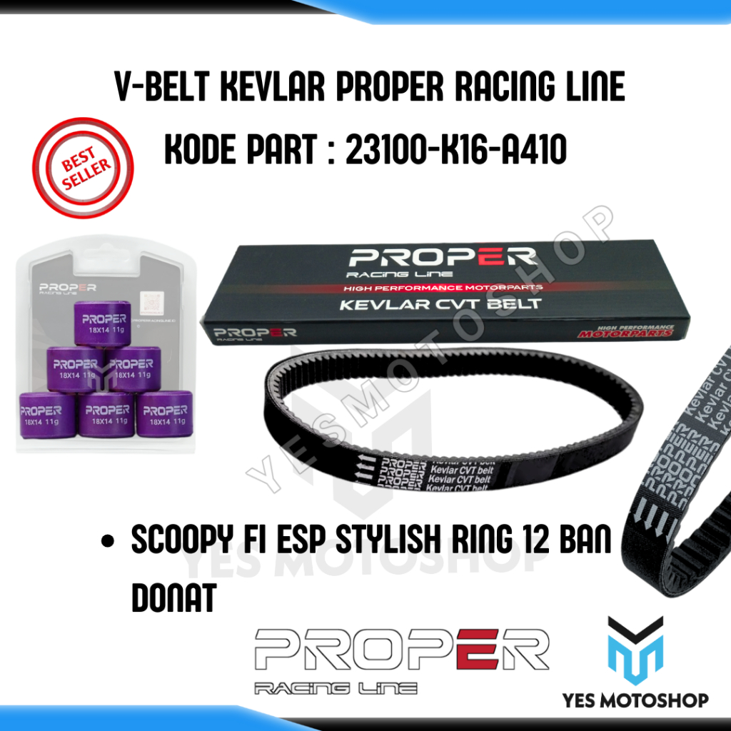 VANBELT V-BELT KEVLAR PROPER RACING LINE SCOOPY FI ESP STYLISH 2017-2020 K16 CVT BELT KEVLAR