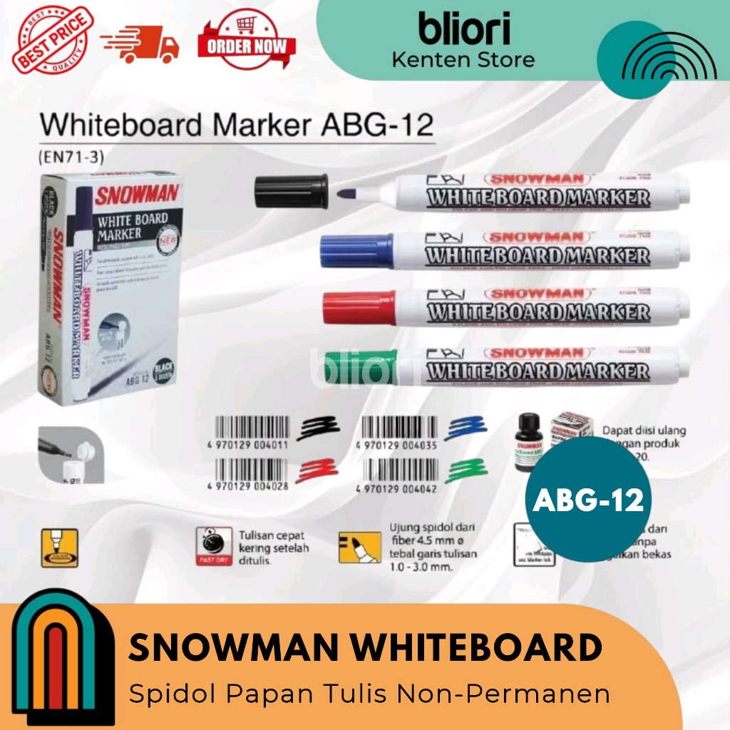 

Spidol SNOWMAN ABG-12 WHITEBOARD Marker