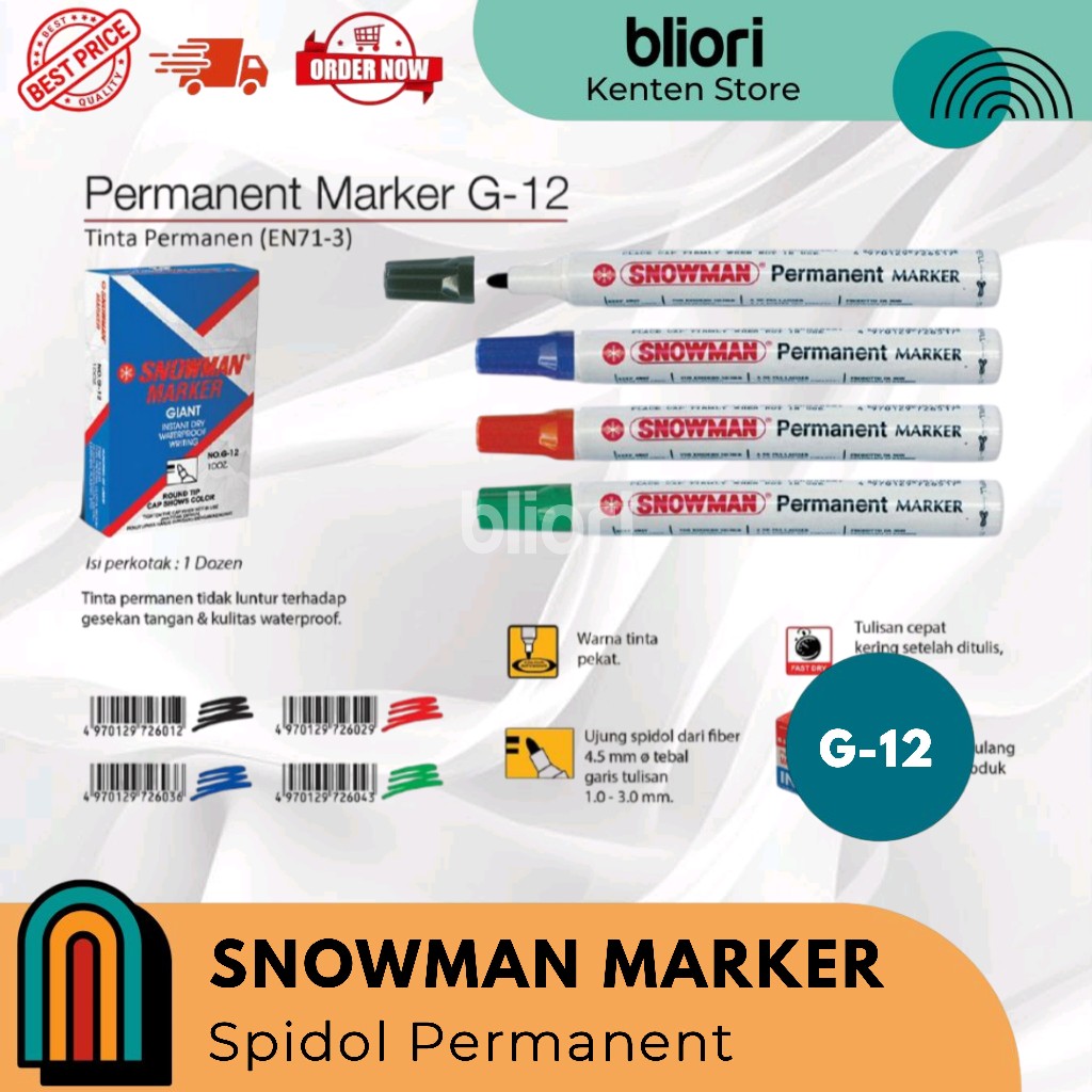 

Spidol SNOWMAN Permanent marker G 12