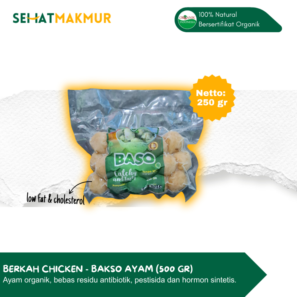 

Berkah Chicken - Bakso Ayam Organik (250 gr) (Ayam Organik Prebiotik, Bebas Antibiotik, Pestisida dan Hormon Sintetis)