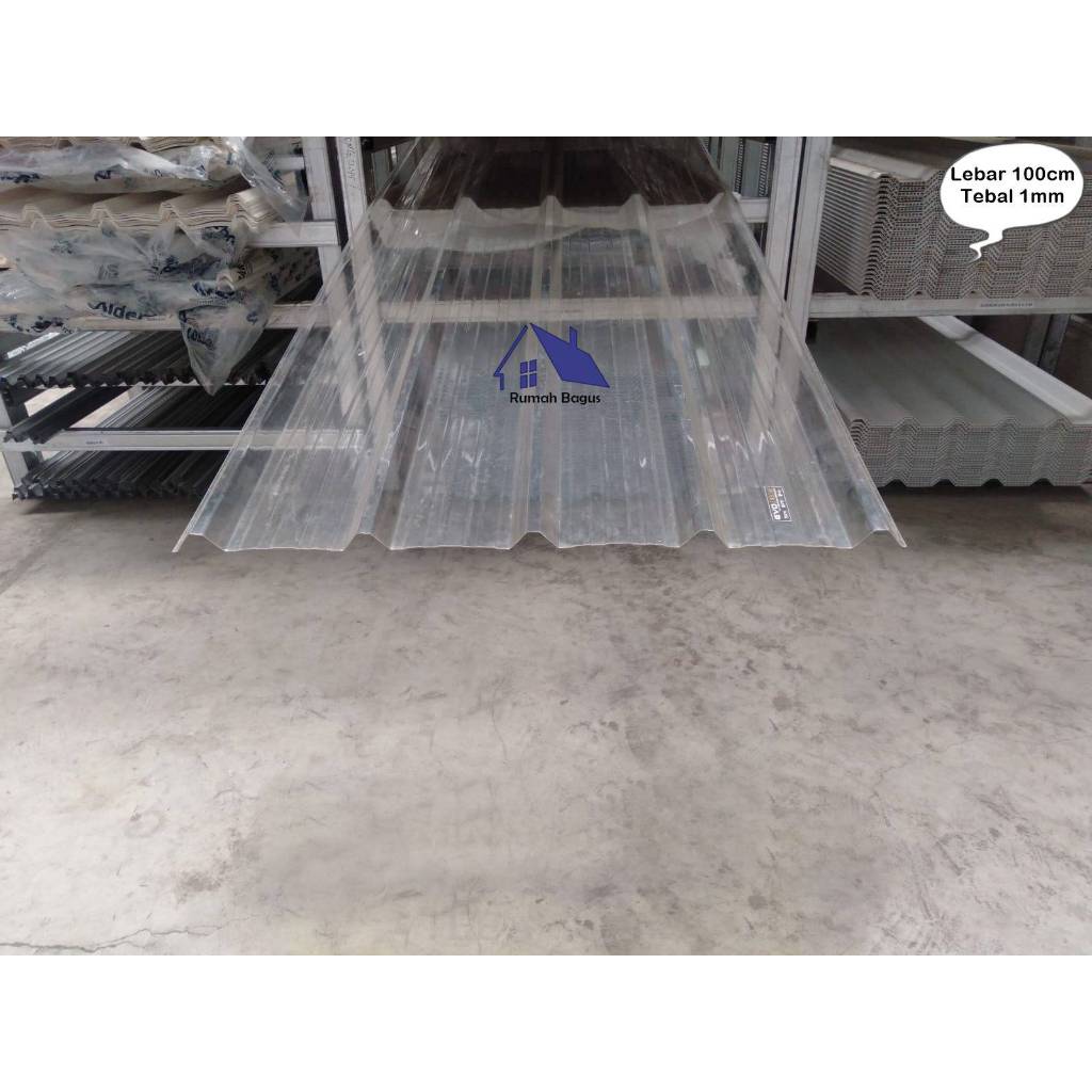 Atap Bening Transparan Gelombang Lebar 100cm Tebal 1mm Canopi Kanopi Rumah