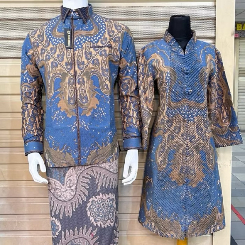 COUPLE BATIK DOLBY SIKAT BULU BULU DAN KEMEJA SMOCK WARNA IJO SAGE BORDIR SEMI JAS EXCLUSIVE THAMRIN