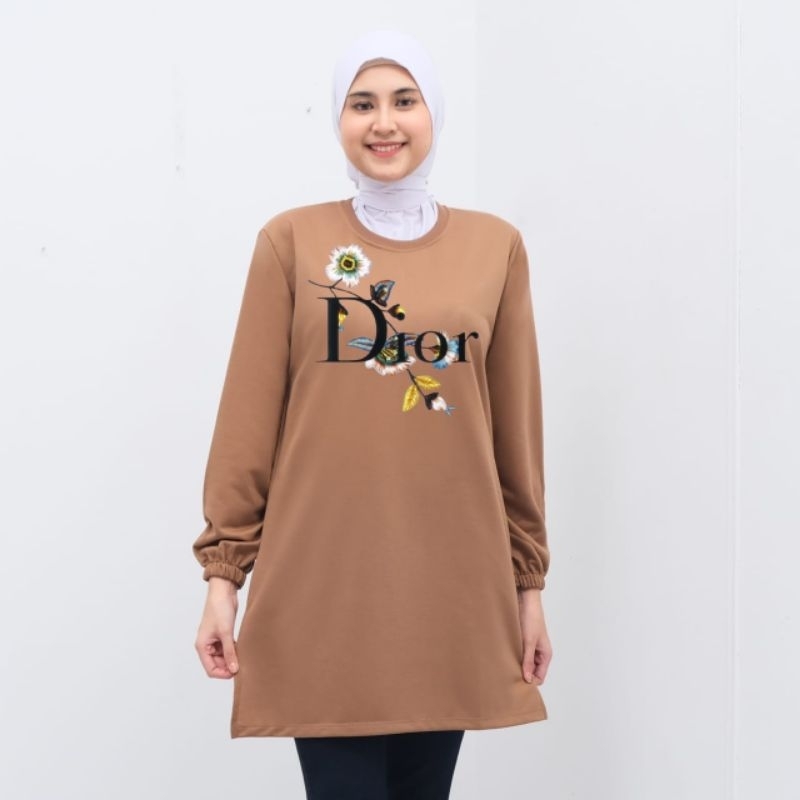 Tunik wanita lengan panjang karet,kaos tunik wanita murah motif terbaru