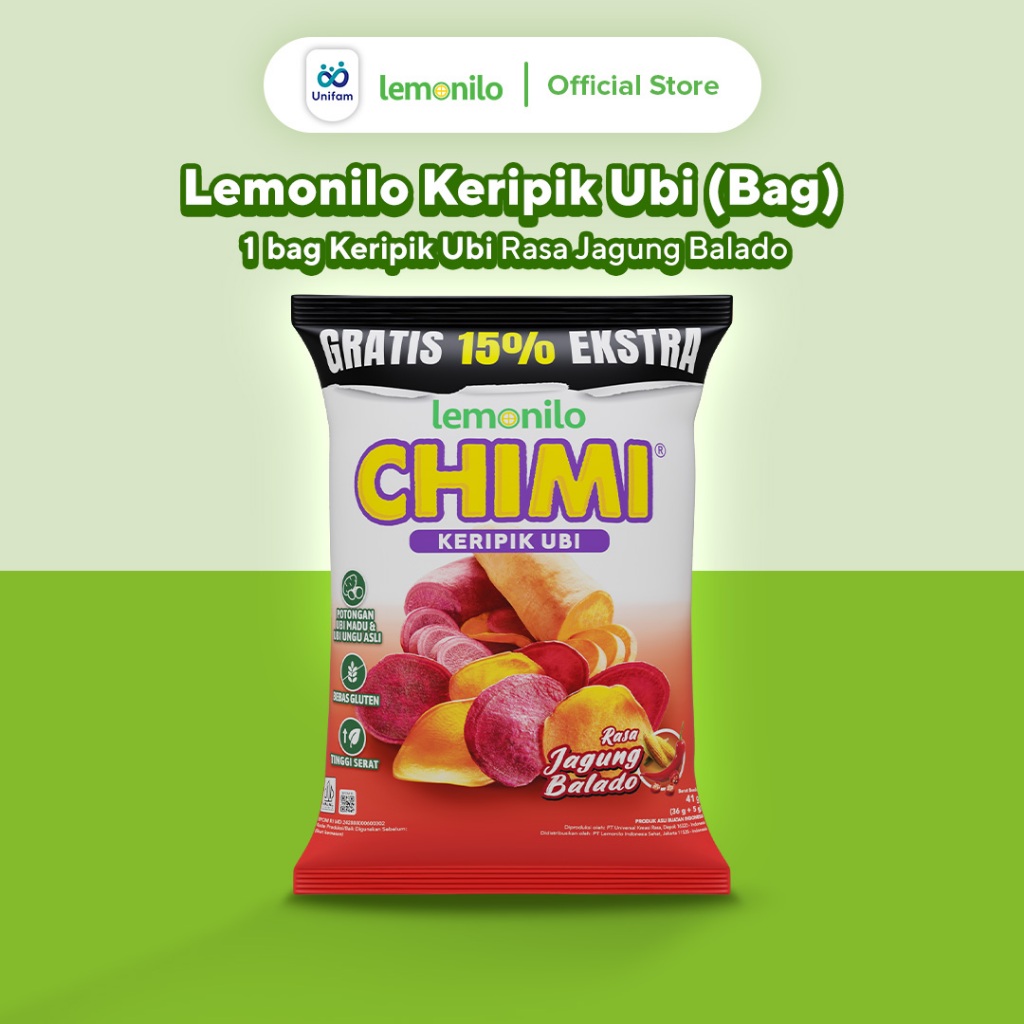

Lemonilo Chimi Keripik Ubi Rasa Jagung Balado 50 gr Lokal