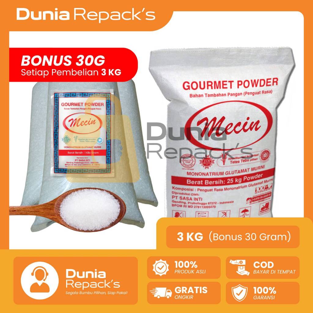 

Micin MSG Penyedap Rasa Kemasan 3 KG Bonus 30 Gram Asli Original 100% Murni Tanpa Campuran