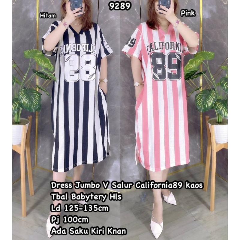 CS 9289 DRESS JUMBO V SALUR CALIFORNIA IMPORT / DRESS WANITA JUMBO / READY / REALPICT