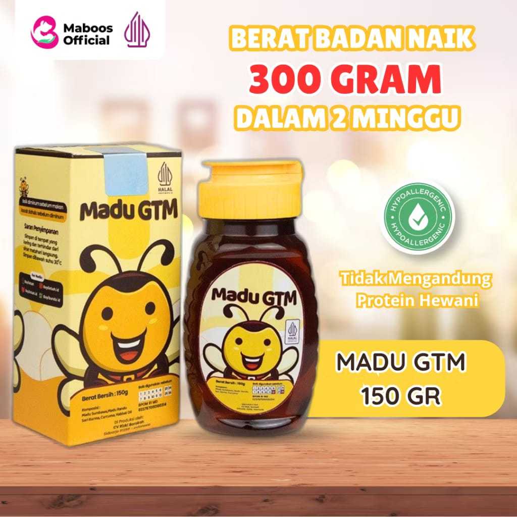

Madu GTM 150 Gr Dan 320 Gr | Madu Multivitamin Penambah Nafsu Makan Penggemuk Badan Daya Tahan Tubuh Mengatasi Sembelit Dan Masalah Pencernaan Anak Bayi 100% Ori