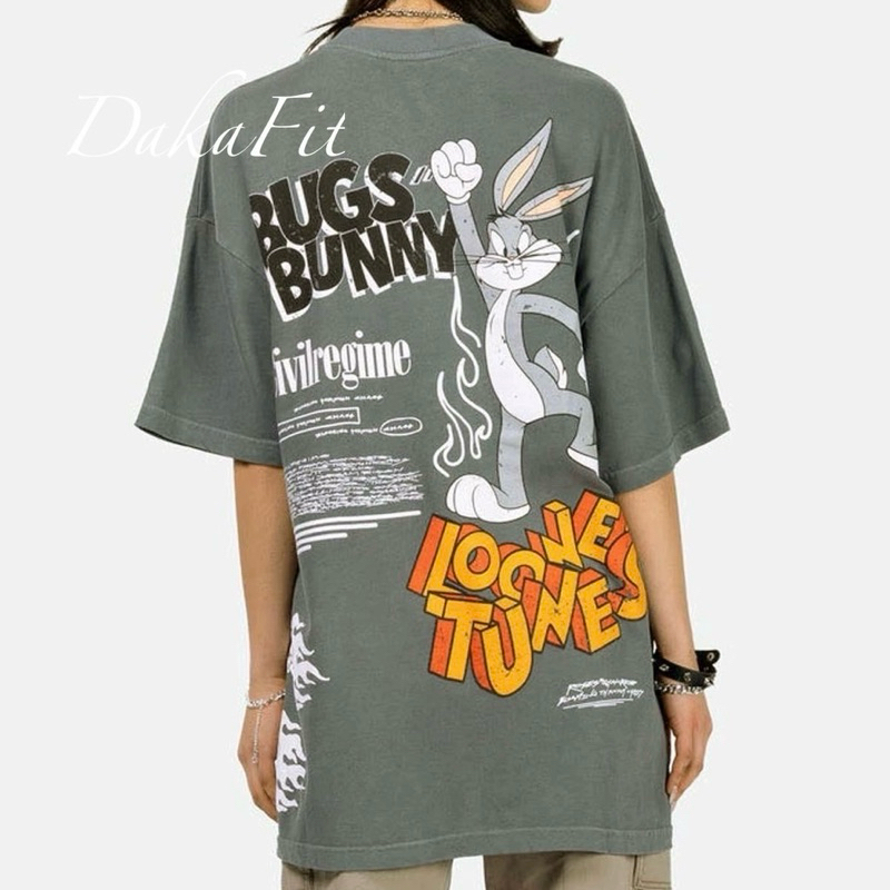[ READY ] FLOWER Bugs Bunny Oversized Tee | kaos T-shirt oversize wanita cewe katun import bkk