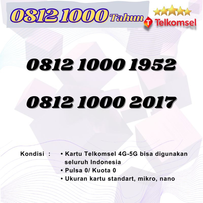 NOMOR CANTIK SIMPATI 4G 5G TRIPLE NOL 1000 Seri TAHUN Kartu Perdana Telkomsel Nocan