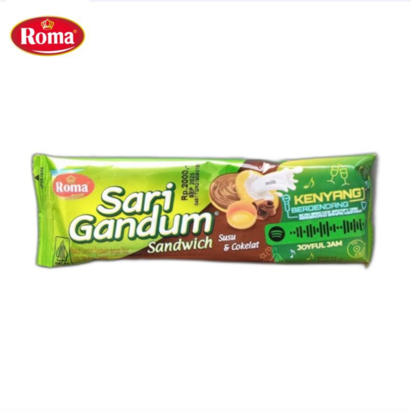 

Roma Sari Gandum Sandwich Cokelat 27gr Ecer