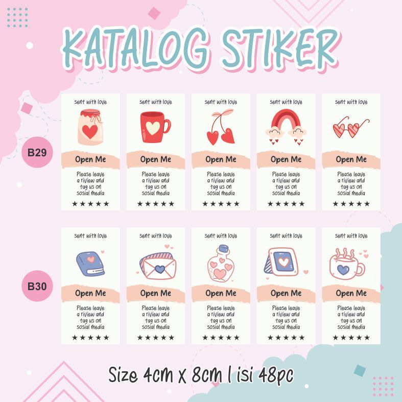 

[ 48 PCS ] STIKER THANK YOU - STIKER LABEL OPEN ME - JUST FOR YOU - STIKER KEMASAN - B29 - B30