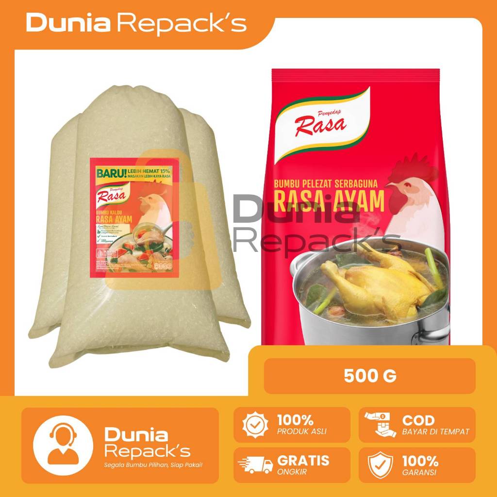 

Kaldu Ayam Penyedap Rasa Repack Kemasan 500g/1kg Asli Original 100% Murni Tanpa Campuran
