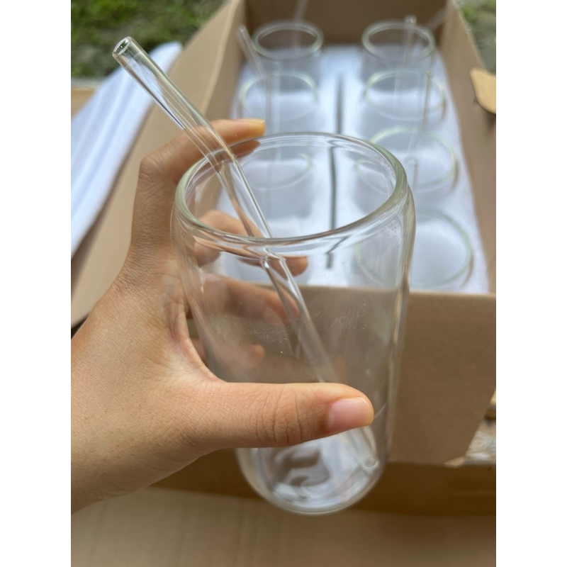 Tumbler Gelas Kaca Sedotan