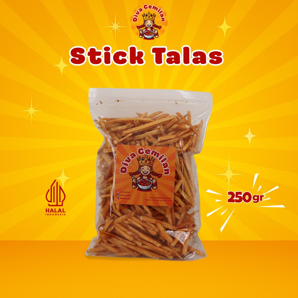 

250 gram Keripik Stik Talas Asin Renyah Diva Cemilan Snack Makanan Ringan