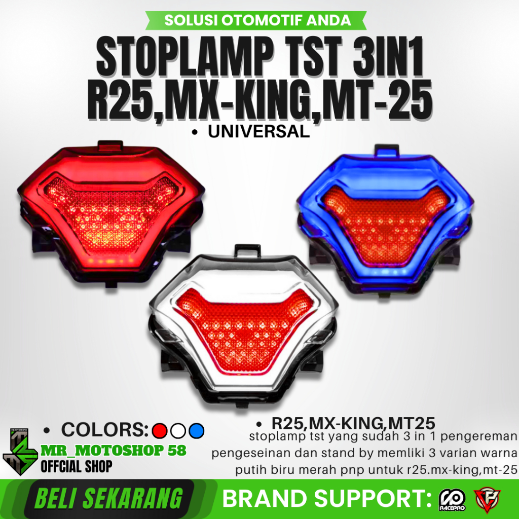 LAMPU 3 IN 1 R25 MT25 YZF MT07 Y15ZR  MX KING 3 IN 1 STOPLAMP TST YAMAHA R25 MXKING MT 25 MT-07 Y15R