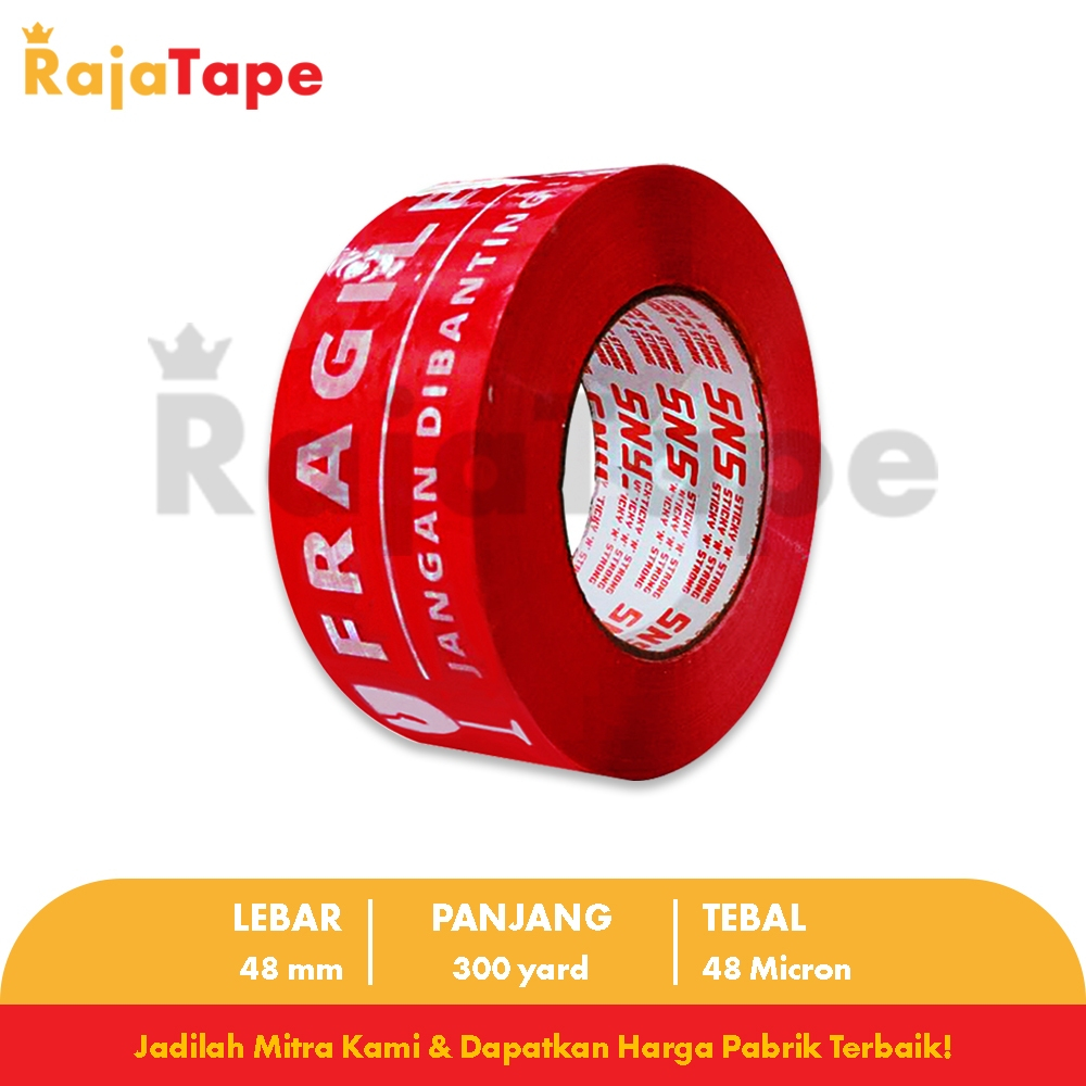 

Lakban Fragile 300 Yard x 48 Mm x 48 Mic Sticky N Strong (SNS)