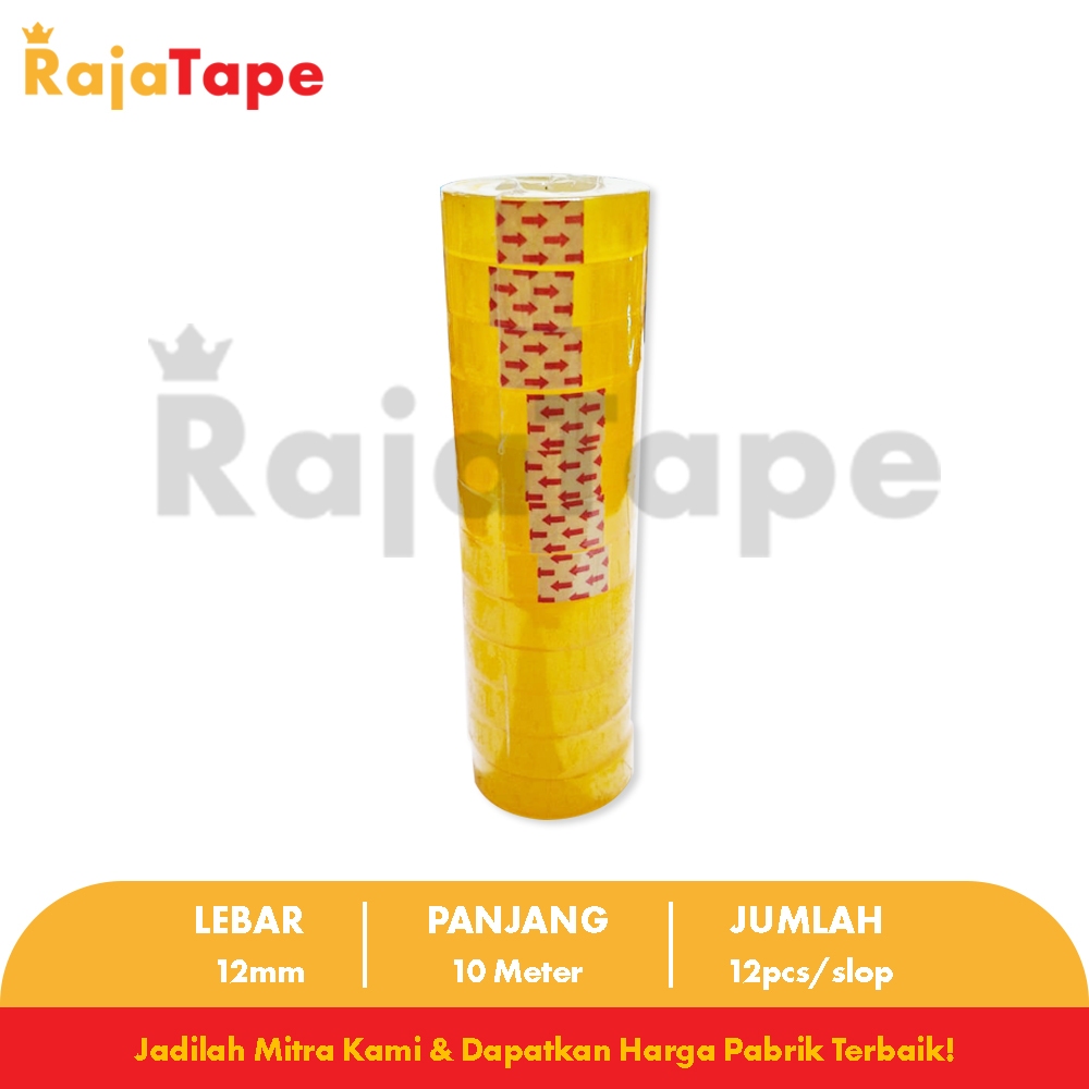 

Stationery Tape 12 Mm x 10 Meter isi 12 pcs Pita Perekat Selotip RAJA TAPE