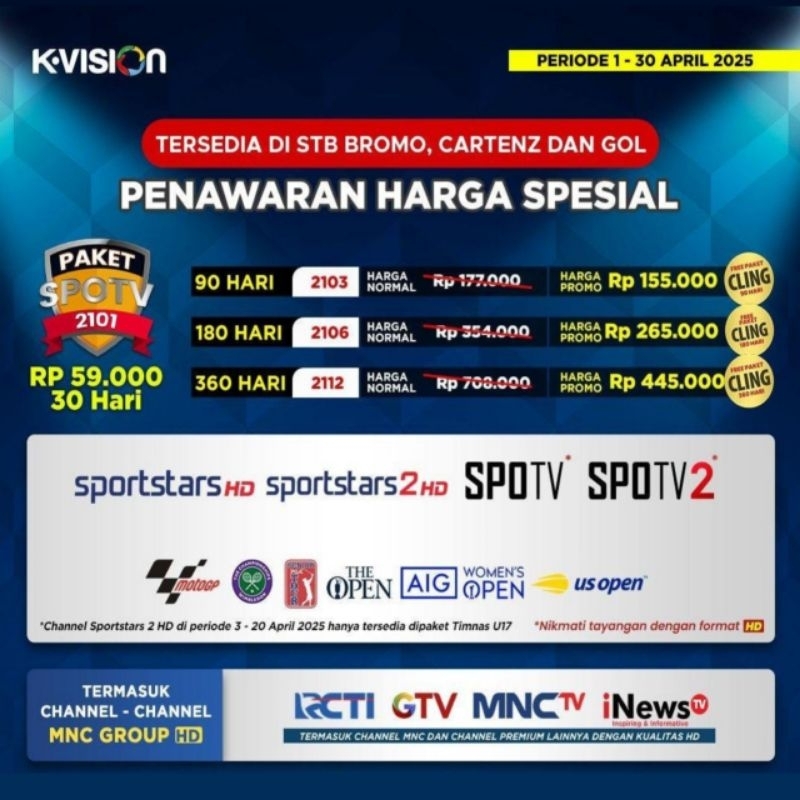Paket SPOTV Kvison + Variasi Tayangan Lengkap