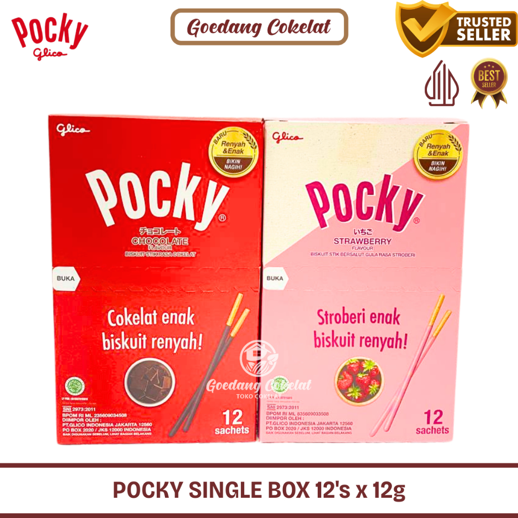 

Glico POCKY Coklat Stick Single Sachet 1 Box Isi 12 Pcs x 12 gr