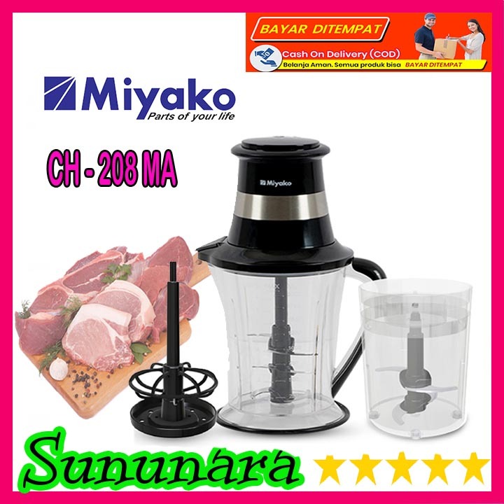 SUNUNARA MIYAKO CHOPER CH 208 MA CHOPER BLENDER MIYAKO 2in1 DI LENGKAPI 6 MATA PISAU STAINLESS